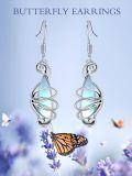 wholesale 925 Sterling Silver Wire Wrapped Blue Moonstone Teardrop Bohemian Drop Earrings for Women-0-1