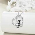 wholesale 925 Sterling Silver Abalone Shell Moon & Cats Pendant Necklace for Cat Lovers Gifts-0-1