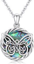 wholesale 925 Sterling Silver Round Abalone Shell Butterfly Celtic Knot Pendant Necklace-0-0
