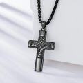 wholesale 925 Sterling Silver Black Enamel Leaf Design Cross Pendant Necklace for Men & Women-0-1
