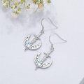 wholesale 925 Sterling Silver Moon and Sword Dangle Earrings with Rainbow Moonstone-0-2