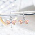 wholesale 925 Sterling Silver Pink Fire Opal Dragonfly Drop Earrings for Women and Girls-0-4