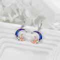 wholesale 925 Sterling Silver Moon & Fox Drop Earrings with Purple Enamel and Stars-0-2