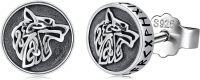 wholesale 925 Sterling Silver Black Onyx Zircon Celtic Viking Stud Earrings Hypoallergenic Punk Gothic Jewelry for Women Men-Wolf-Wolf
