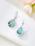 TOUPOP Sterling Silver Gemstone Celtic Filigree Teardrop Dangle Earrings-0-4