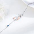 wholesale 925 Sterling Silver Moonstone Charm Mermaid Bracelet with Rose Gold Tone Tail and Blue Topaz Accent-0-3