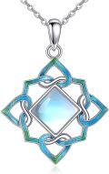 wholesale 925 Sterling Silver Blue Enamel Celtic Knot Square Stone Pendant Necklace for Women-0-0