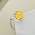 TOUPOP Sterling Silver Sunflower Photo Locket Ring Size 7, 8-0-5