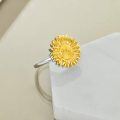 TOUPOP Sterling Silver Sunflower Photo Locket Ring Size 7, 8-0-5