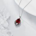 wholesale 925 Sterling Silver Red Garnet Gothic Bat Pendant Necklace Dark Punk Vampire s for Women-0-4