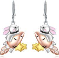 wholesale 925 Sterling Silver Green Enamel Frog Stud Earrings Animal s for Women Girls-Bunny