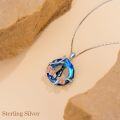 wholesale Sterling Silver Blue Crystal Cat Necklace for Women Mom Birthday Gift-0-16