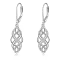 wholesale 925 Sterling Silver Black and White Opal Celtic Knot Drop Earrings Wholesale with Leverbacks for Women-0-18