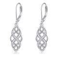 wholesale 925 Sterling Silver Blue Cubic Zirconia Infinity Knot Leverback Drop Earrings For Women-0-18
