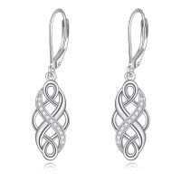 wholesale 925 Sterling Silver Celtic Knot Earrings Wholesale With Blue Stones-Silver-Infinity Celtic Earring