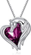 wholesale 925 Sterling Silver Green Crystal Horse Head Heart Pendant Necklace for Women and Girls-0-6