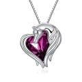 wholesale 925 Sterling Silver Green Crystal Horse Head Heart Pendant Necklace for Women and Girls-0-6