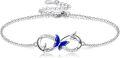 wholesale 925 Sterling Silver Blue Enamel Butterfly Infinity Chain Bracelet-0-0