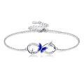 wholesale 925 Sterling Silver Blue Enamel Butterfly Infinity Chain Bracelet-0-0