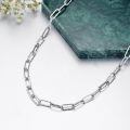 wholesale 925 Sterling Silver Textured Paperclip Link Chain Necklace White Gold Plated-0-3