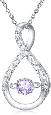 wholesale 925 Sterling Silver Sparkle Birthstone Infinity Pendant Necklace for Women-6-June-Alexandrite