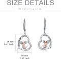 wholesale 925 Sterling Silver I Love You Forever Sloth Dangle Earrings with Cubic Zirconia and Heart-Shaped Pendant-0-2