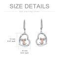wholesale 925 Sterling Silver I Love You Forever Sloth Dangle Earrings with Cubic Zirconia and Heart-Shaped Pendant-0-2