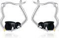 wholesale 925 Sterling Silver Penguin Heart Hoop Earrings Gift for Women-0-0