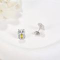 wholesale 925 Sterling Silver Owl Stud Earrings with Yellow Stone Gifts for Women Girls-0-4