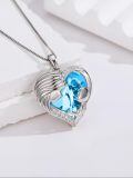 wholesale 925 Sterling Silver Yellow Crystal Heart Pendant Necklace-0-7