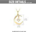 wholesale 14K Gold Crystal Crescent Moon & Star Pendant Necklace for Women - 18 Inches Chain Length-0-2