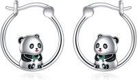 wholesale 925 Sterling Silver Panda Bear Dangle Drop Stud Earrings for Women Girls  4cm Long-Panda Earrings