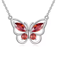 wholesale 925 Sterling Silver Amethyst Butterfly Necklace for Women Crystal Pendant Gift-January Birthstone
