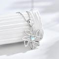 wholesale 925 Sterling Silver Flower Moonstone CZ Pendant Necklace for Women-0-1