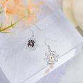 wholesale Silver Spider Web Drop Earrings for Women Gothic Jewelry 925 Sterling Silver Dangle Hook Earings with Crystal Rhinestone and Black Enamel Spiders on Cobweb Design (Spider)-0-5