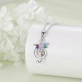 wholesale 925 Sterling Silver Multicolor Crystal Dragonfly Treble Clef Pendant Necklace for Women-0-2