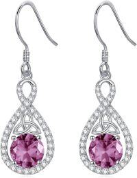 wholesale 925 Sterling Silver Crystal Teardrop Dangle Earrings Valentine s Birthday Gifts for Her-B 06-June-Alexandrite