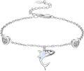 wholesale 925 Sterling Silver Shark Opal Heart Charm Anklet for Women Beach Foot s-0-0