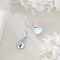 wholesale 925 Sterling Silver Moonstone Black Cat Filigree Teardrop Dangle Earrings-0-3