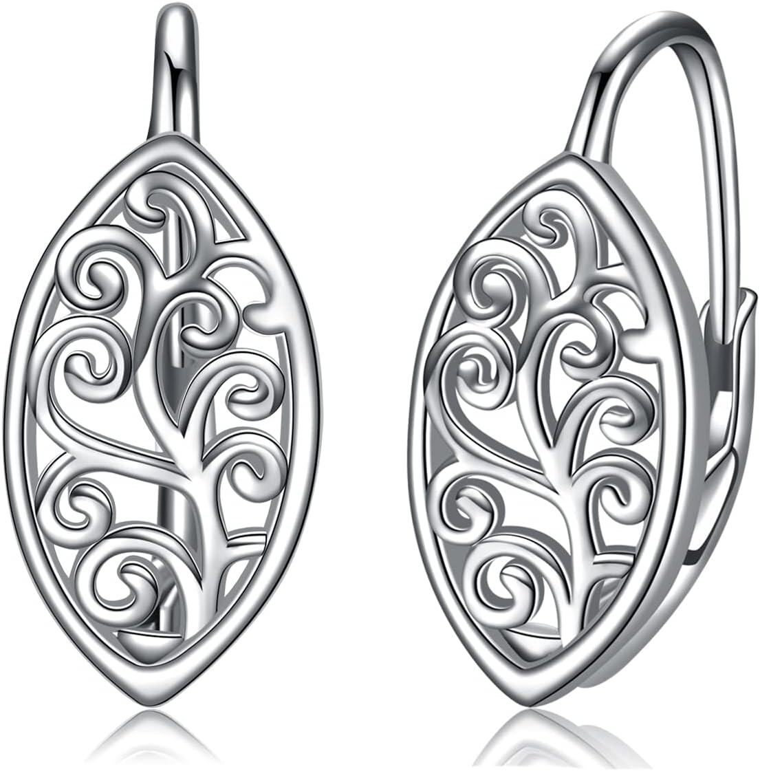 Sterling Silver wiinicaca Celtic Filigree Leverback Dangle Drop Earrings-0-0