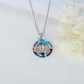 wholesale 925 Sterling Silver Rainbow Crystal Rose Flower Sisters Circle Pendant Necklace-0-3