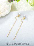 wholesale Gold 14k Freshwater Pearl Long Chain Drop Earrings for Women Gift Ideas-0-4