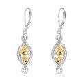 wholesale 925 Sterling Silver Bee Drop Earrings With Swirling Design And Crystal Accents-0-0