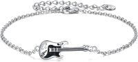 wholesale 925 Sterling Silver Punk Guitar Bracelet for Musicians - Hypoallergenic Nickel-Free Music Jewelry Gift for Women-Guitar