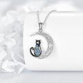 wholesale 925 Sterling Silver Moon & Cat Design with Blue and White Stones Pendant Necklace for Women-0-2