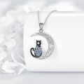 wholesale 925 Sterling Silver Cat Moon Pendant Necklace-0-2
