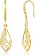 wholesale 14K Gold Teardrop Filigree Drop Earrings Minimalist Dangle Jewelry for Women Girls-0-0