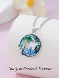 TOUPOP Sterling Silver Blue Crystal Starfish Palm Tree Pendant Necklace-0-2