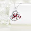 wholesale 925 Sterling Silver Red Bird and Heart Pendant Necklace for Women Girls Gifts-0-1