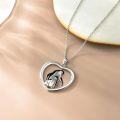wholesale 925 Sterling Silver Penguin Family Heart Pendant with Lab-Grown Cubic Zirconia Necklace for Women and Girls-0-2